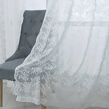 1pc French Style Lace & Ditsy Floral Double-Sided Voile Curtain - White - View 3