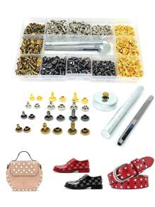 240 Sets Leather Rivets Kit, Double Cap Iron Rivets Leather Studs With 3PCS Setting Tools For Leather Repair And Crafts, 4 Colors And 3 Sizes