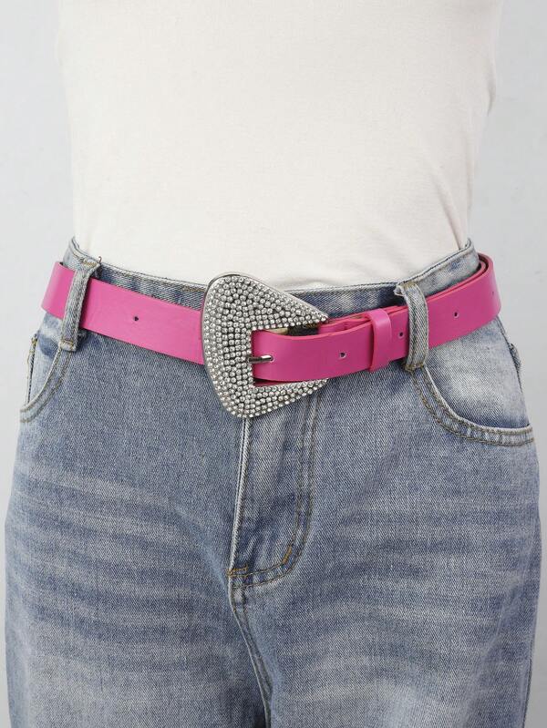 Cinturón de mujer con hebilla de strass asimétrica creativa de moda, para la escuela y Halloween