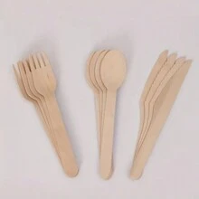 100pcsDisposable Wooden Cutlery Set Including Knife, Fork And Spoon For Party Gathering, Holiday, Birthday, Wedding And Home Decoration, For Home Kitchen Restaurant Hotel, Kitchen Supplies, Tableware Accessories