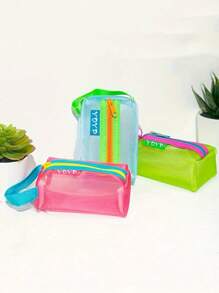 Mini Mehrfarbiger Make-Up Organizer, kleiner Reise-Kulturbeutel und Make-Up Organizer, rechteckige Mesh Kosmetiktasche für Beauty Basics, geräumiger Make-Up Organizer, Organizer für digitale Geräte, tragbarer Organizer geeignet für Parfüm, kleine Flaschen, Shampoo, Duschgel usw., einfaches Reise-Zubehör, Geschenkidee zum Valentinstag für Ihre Liebsten