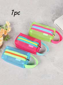 Mini Mehrfarbiger Make-Up Organizer, kleiner Reise-Kulturbeutel und Make-Up Organizer, rechteckige Mesh Kosmetiktasche für Beauty Basics, geräumiger Make-Up Organizer, Organizer für digitale Geräte, tragbarer Organizer geeignet für Parfüm, kleine Flaschen, Shampoo, Duschgel usw., einfaches Reise-Zubehör, Geschenkidee zum Valentinstag für Ihre Liebsten