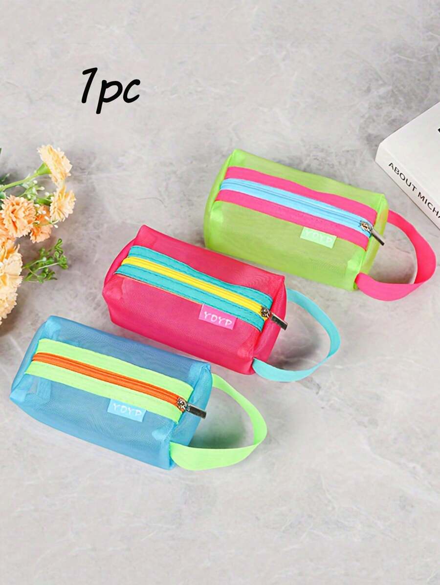 Mini Mehrfarbiger Make-Up Organizer, kleiner Reise-Kulturbeutel und Make-Up Organizer, rechteckige Mesh Kosmetiktasche für Beauty Basics, geräumiger Make-Up Organizer, Organizer für digitale Geräte, tragbarer Organizer geeignet für Parfüm, kleine Flaschen, Shampoo, Duschgel usw., einfaches Reise-Zubehör, Geschenkidee zum Valentinstag für Ihre Liebsten