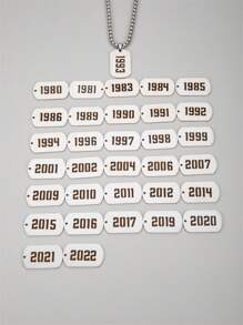 1 pièce Collier Pendentif en forme de tags militaires exquis et avec l'année en chiffres (1980-2024)