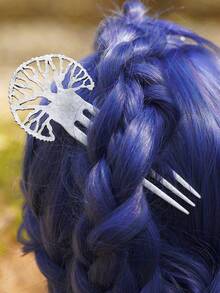 XJYHDY 1 Stück Retro Wikinger Haarspange - Lebensbaum Haarnadel - Wikinger Haarschmuck Geschenk - Silber - Übersicht 2