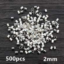 500 pièces de perles de blocage de tube métallique de 1,5 à 2,0 mm, perles d'espacement pour la fabrication de bijoux de collier DIY, fournitures de découverte