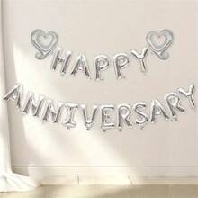 18 件周年快乐套装周年快乐爱心铝膜气球适用于周年纪念日室内外装饰，营造周年纪念氛围，圣诞节 - 彩色 - 查看 13