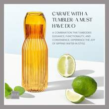 带玻璃杯的罗纹床头水瓶 - 黃色 - 查看 2