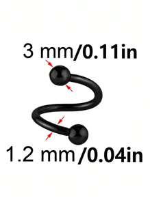 1 件装医用钢 S 螺旋耳环穿孔杠铃螺丝球耳软骨耳轮唇鼻环穿孔女士身体饰品 - 彩色 - 查看 11