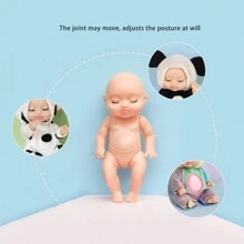 迷你重生婴儿娃娃/逼真的硅胶娃娃，用于安抚儿童，随机颜色/款式配件，适合女孩、男孩、幼儿和儿童，非常适合幼儿园毕业、圣诞节和生日礼物 - 彩色 - 查看 4