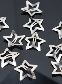 10/20 Stück Stern Haarspangen Snap Stern Haarzubehör rutschfeste Stern Spangen für Frauen Zubehör Silber Metall Haarspangen Stern Haarklammern Stern Haarspangen für Frauen Stern Haarspange Streety2k Klemmspangen - Silber - Übersicht 1