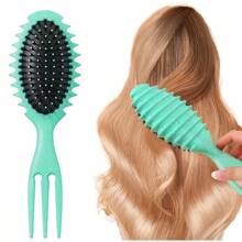 Curling Brush, Define Styling Brush, Curl Defining Brush For Natural 4c Hair, Curly Hair Bristle Brush Styling Comb, Shaping Curls For Women And Men Less Pulling - Green - View 1