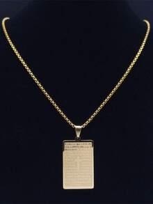 Chrisitian Cross Bible Verse Prayer Necklace Stainless Steel Portuguese Necklaces  Jewelry Necklace - 金色 - 查看 2