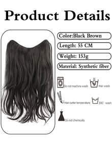 22 Inches U-Shaped Hair Extension Synthetic Hair Long Straight Clip In Hair Extensions Wig Pieces For Women - Multicolor - View 7