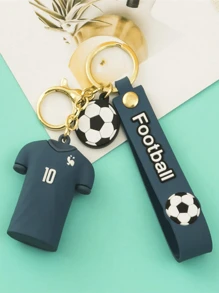 1pc PVC Casual Football Jersey Style Keychain, World Cup Football Shirt Keychain Pendant Souvenir, Sports Event Gift Car Accessories Bag Charm