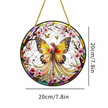 1pc 2D Flat Acrylic Butterfly Fairy Sunshine Catcher, Multi-Purpose Colorful Window Pendant, With Fairy And Wreath Design, Great For Garden, Home, Patio, Room Decoration,Home Decor ,Room Decor,Wall Decor