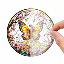 1pc 2D Flat Acrylic Butterfly Fairy Sunshine Catcher, Multi-Purpose Colorful Window Pendant, With Fairy And Wreath Design, Great For Garden, Home, Patio, Room Decoration,Home Decor ,Room Decor,Wall Decor
