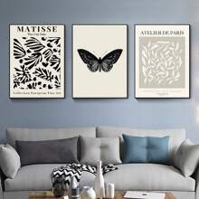 1 pièce Affiche sur canevas d'art abstrait nordique, peinture décorative minimaliste noir et blanc pour la chambre, le salon, la salle à manger, décoration murale, décoration de la maison, sans cadre