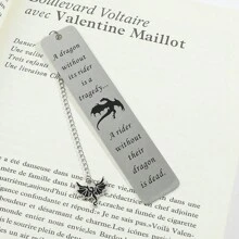 1入紋刻黑龍書籤，金屬書籤，閱讀標記，書迷收藏，學校用品，送給朋友和老師的禮物