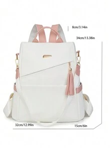 Fashionable Women's Travel Backpack With Tassel Pendant, Anti-Theft Design And Large Capacity
