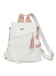 Fashionable Women's Travel Backpack With Tassel Pendant, Anti-Theft Design And Large Capacity