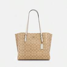 Coach Mollie 34 马车标志复古通勤皮革手提包购物袋单肩包大号女士深棕色字母组合 - 卡其色 - 查看 1