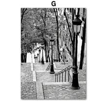 帆布画时尚现代黑白风格欧洲城市街道建筑塔楼风景性感女士图案海报家居装饰客厅卧室宿舍背景装饰墙艺术设计图片时尚礼品无框 - ML767(不含框) - 查看 9