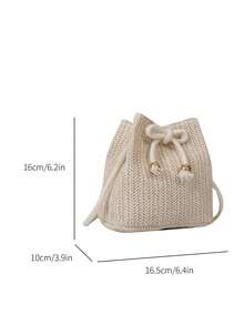 Minimalist & Fashionable Small Sunflower Shoulder Bag, Beach Essentials,Summer Women Bag,Perfect For Travel, Vacation, Holiday & Beach - Beige - View 5