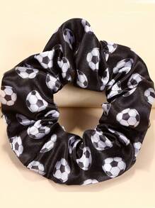 2pcs/Set Minimalist Football Shaped Hair Scrunchies, Versatile Fashion Accessories Suitable For Parties, Football Season For Kids - Multicolor - View 4