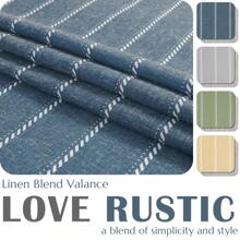 Vangao Nautical Valance Striped Linen Curtain Farmhouse Room Darkening Kitchen Valance For Living Room Bathroom Window Double Layer Blackout Window Valance Pinstripe Valance 1 Panel - Màu xanh lam - Xem 3