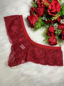 Women Crotchless Panties - Red - View 2