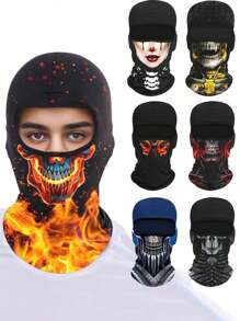 1pc Fashion Printed Balaclavas Men's Summer Breathable Cycling Mask Sunscreen Headcover Cool Print Cycling Full Coverage Hat