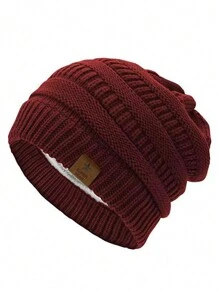 1 Stück Damen Lässig einfarbige gestrickte thermisch gefütterte 5-zackige Sternmütze für Winter und Herbst