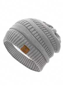 1 Stück Damen Lässig einfarbige gestrickte thermisch gefütterte 5-zackige Sternmütze für Winter und Herbst