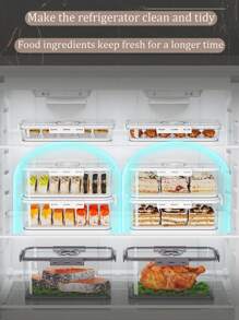 1個廚房食品儲存盒，透明水果和蔬菜保鮮盒，PET材質冰箱保鮮盒，堅果，蔬菜，肉類冷凍保鮮盒 - 深灰色 - 查看 6