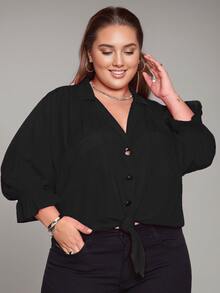 Plus Size Blouses - 黑色 - 查看 2