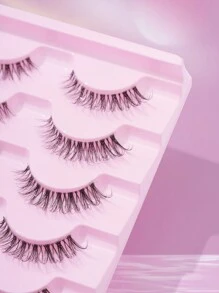 7 Pairs/Set D Curl Natural Looking Transparent Stem Cross False Eyelashes 5-13mm, Suitable For Work, Daily Use, School, Date, And Vacation