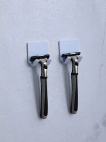 1/3pcs Bathroom Plastic Razor Holder, Storage Hook, Wall Men Shaving Shaver Shelf, Punch Free Razor Rack, Accessories Organization - Black - View 9