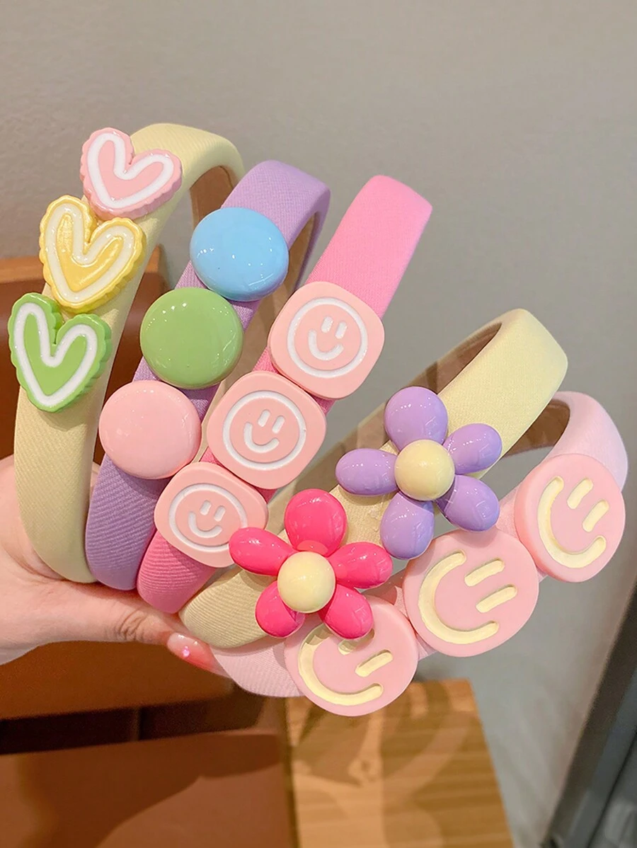 1pc/2pcs/5pcs Children Cute Macaron Color Elegant & Fresh Hair Hoop - Multicolor - View 1