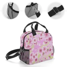 2024年全新升級款耐用易清洗午餐斜跨袋，可調式肩帶，便攜保溫午餐袋，適用露營和野餐，手提或斜跨均可 - 粉色 - 查看 3