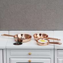 1Set 1:12 Dollhouse Miniature Frying Pan Casserole Metal Cookware Kitchen Decor - Multicolor - View 2