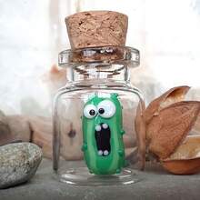 1 frasco de vidrio mini de pepinillos encurtidos, pepino interesante, regalo para familiares, colegas, jefe, novia y novio - Verde militar - Ver 6