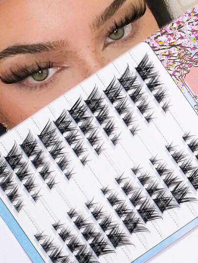 10 file da 80 ciuffetti di ciglia finte individuali stile volpe, curvatura C 8,10,12,14 mm lunghezze miste, estensione ciglia fai-da-te dall'aspetto naturale, autoadesive, soffici e delicate, in finta pelliccia di visone, riutilizzabili, per uso quotidiano o feste, ciuffetti di ciglia, ciglia individuali, ciglia finte