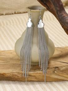 TopHanqi Metal Tassel Drop Earrings