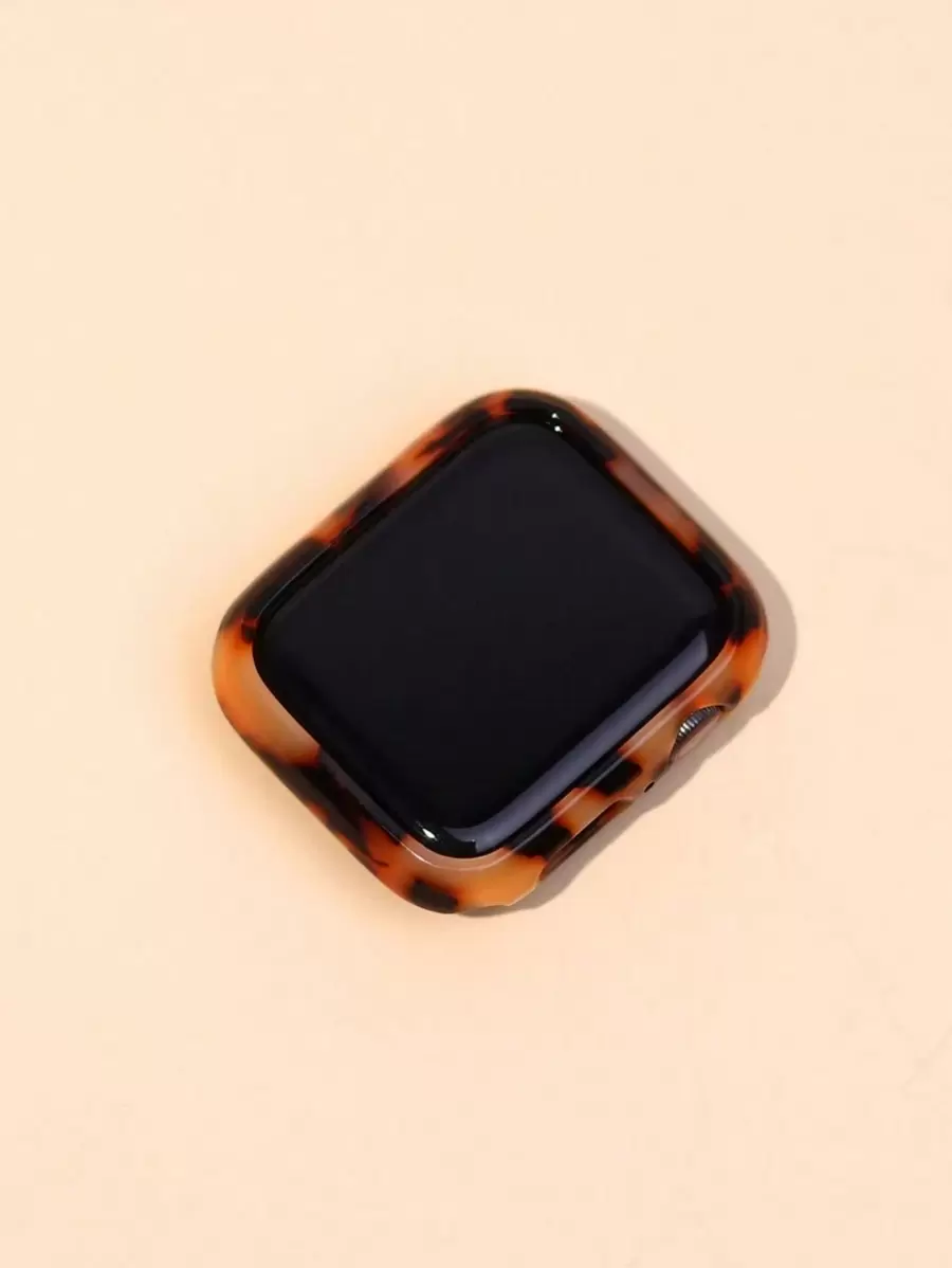 1pc Unisex Leopard Print Hollow Resin Luxury Protective Case, Compatible With Apple Watch 38/40/41/42/44/45/46mm, Compatible With Apple Watch Series SE/11/10/9/8/7/6/5/4/3/2/1, Smart Watch Protective Case Accessory