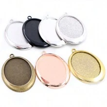 2pcs 30x40mm Oval Pendant Cabochon Blank Base Setting Alloy Metal DIY Jewelry Making Accessories - 30x40mm - View 1