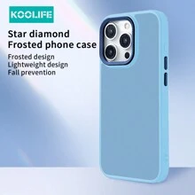 Koolife 3pcs Set (1pc Starry Diamond Skin-Touch Anti-Drop Full Protective Phone Case, 1pc Full-Screen High-Definition Transparent Screen Protector With Black Silk Printed Edges, 1pc Phone Camera Lens Protector) Compatible With Apple IPhone12/12Pro/12ProMax/13/13Pro/13ProMax/14/14Plus/14Pro/14ProMax/15/15Pro/15Plus/15ProMax - Blue - View 2