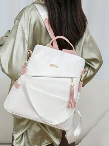 Fashionable Women's Travel Backpack With Tassel Pendant, Anti-Theft Design And Large Capacity