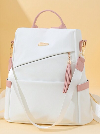 Fashionable Women's Travel Backpack With Tassel Pendant, Anti-Theft Design And Large Capacity