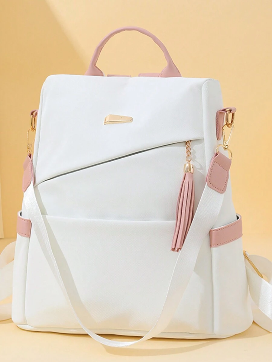 Fashionable Women's Travel Backpack With Tassel Pendant, Anti-Theft Design And Large Capacity